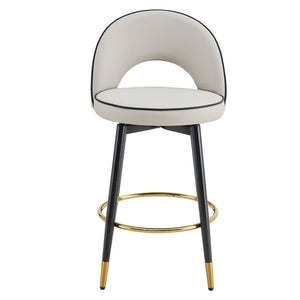 Modern Upholstered 360° Rotatable Bar Chair With Metal Legs For Dining Room (Set of 2)