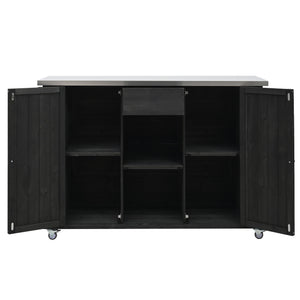 Outdoor Kitchen Island With Stainless Steel Top, Ample Storage Space, Towel And Spice Racks And A Bottle Opener