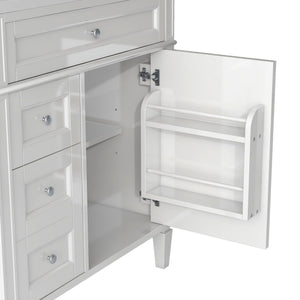 Bathroom Vanity With Medicine Cabinet, Royal Mirror Cabinet, Modern Bathroom Storage Cabinet With 2 Soft Closing Doors And 4 Drawers