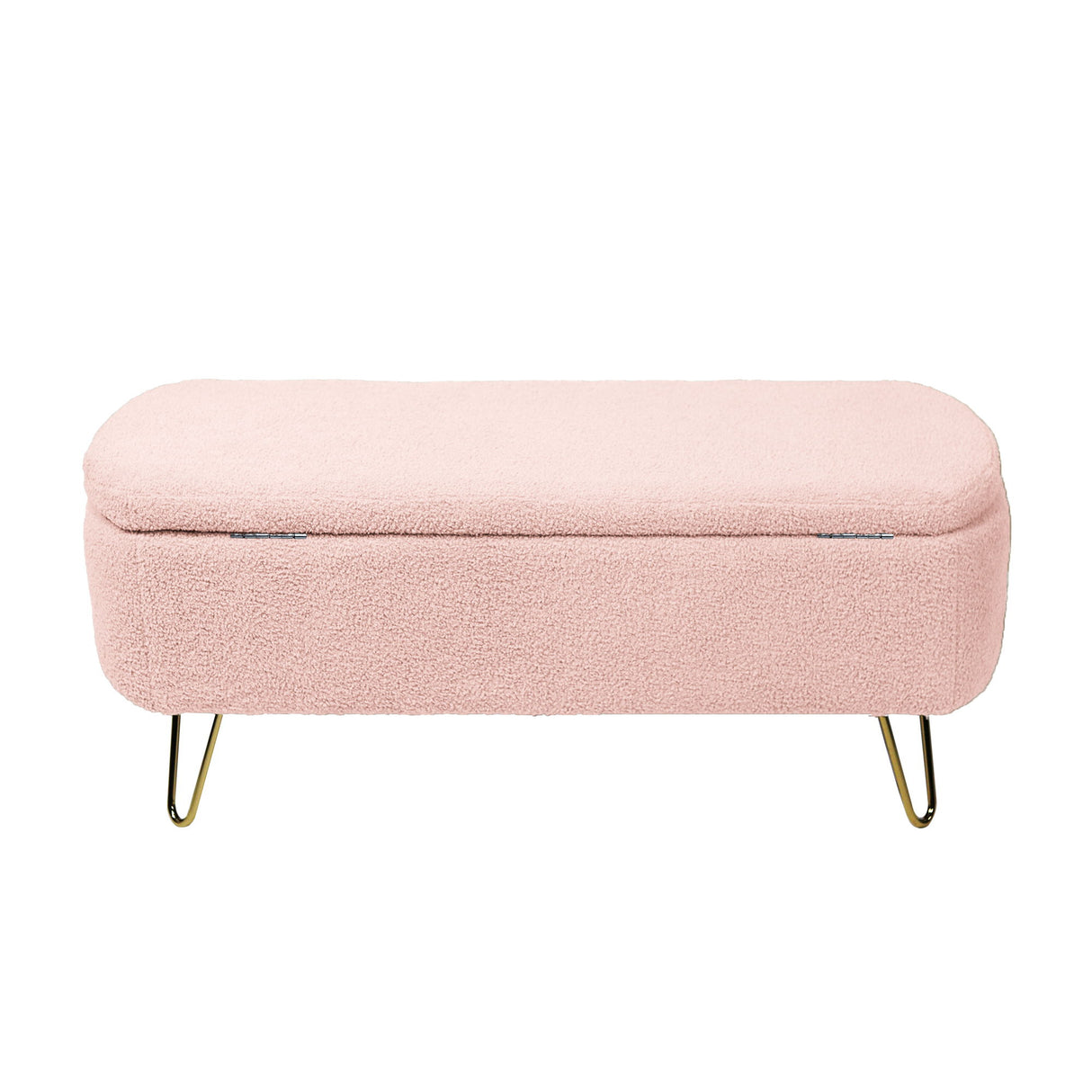Storage Ottoman Bench For End Of Bed Legs, Modern Camel Faux Fur Entryway Bench Upholstered Padded With Storage For Living Room Bedroom