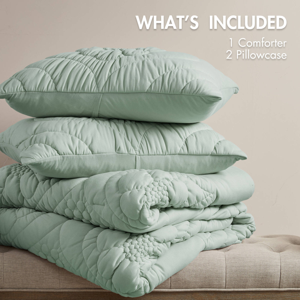 3-Piece King Comforter Set with Poly Jersey Fabric - King