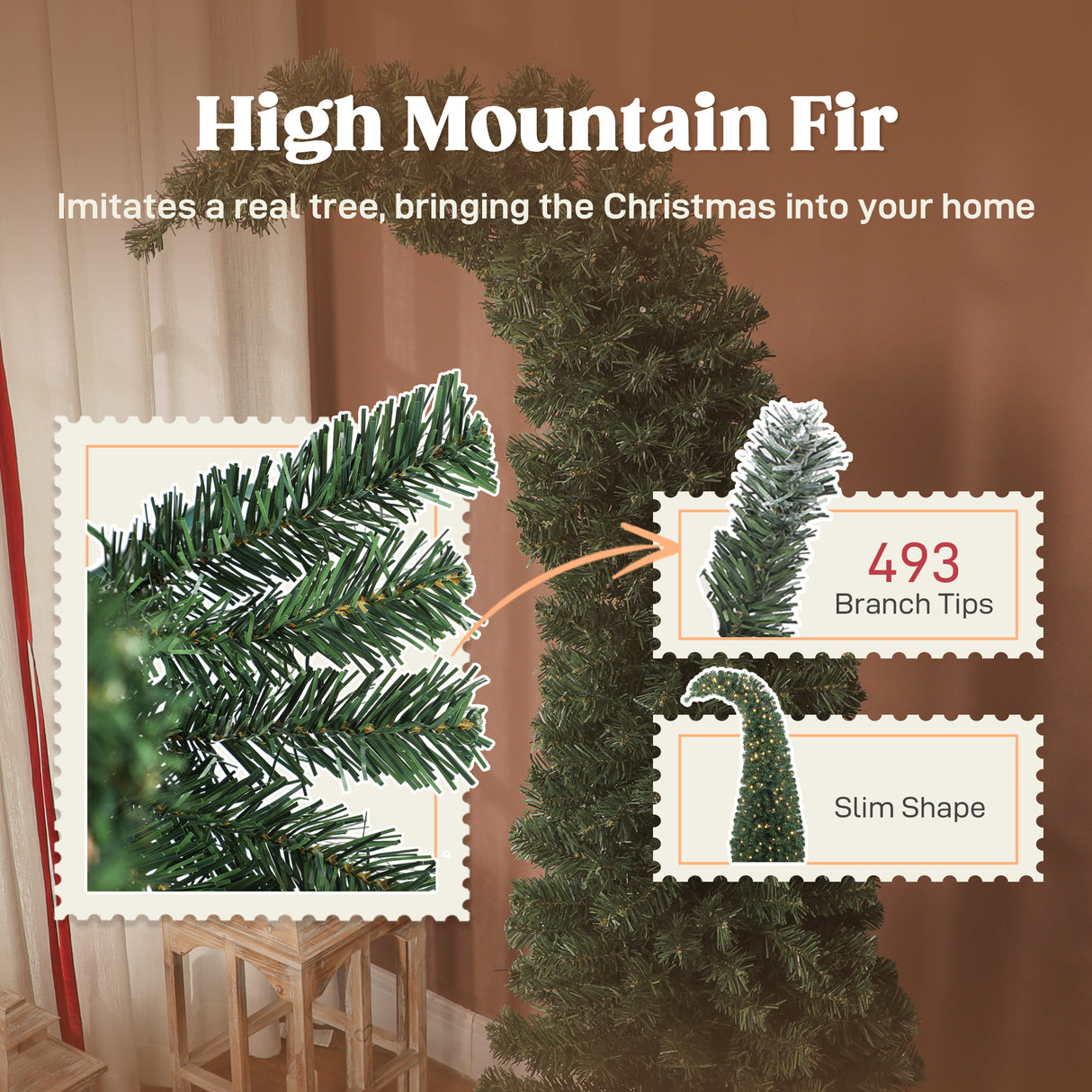 6 Ft Prelit Bent Top Christmas Tree