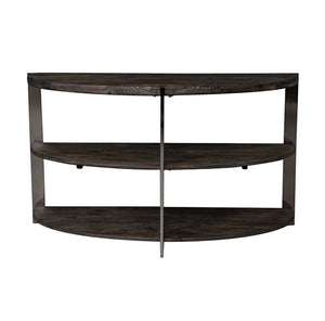 Kalne Console Table Half Moon Shape with 2 Open Shelves
