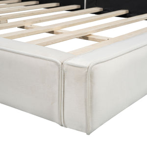 Upholstered Platform Bed, Grounded Bed With Solid Frame