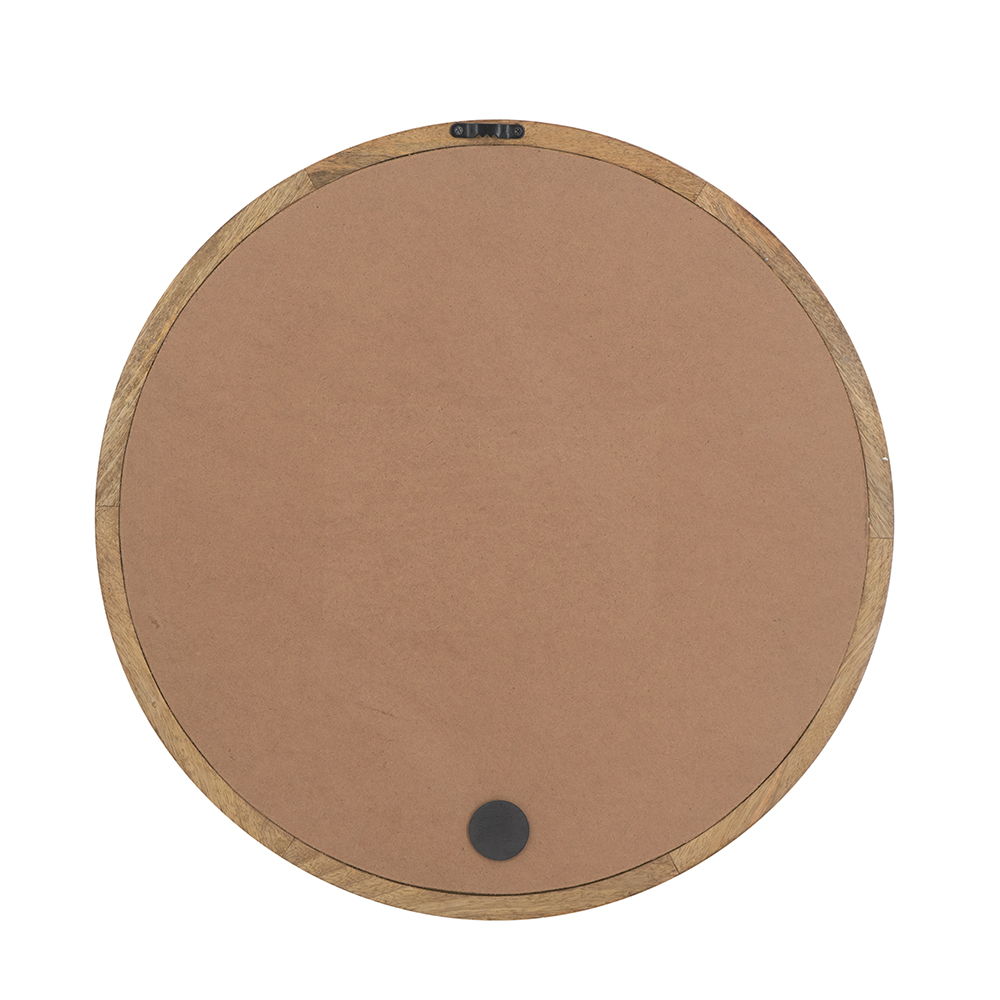 Circle Wall Mirror With Wooden Frame, Wall Mirror For Living Room