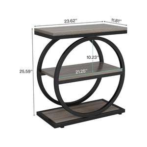Industrial Narrow End Table With 3 Shelves