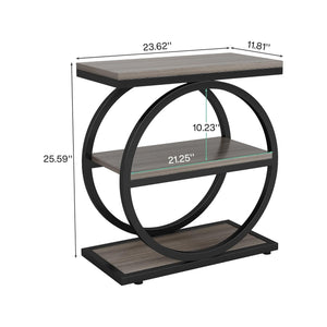 Industrial Narrow End Table With 3 Shelves