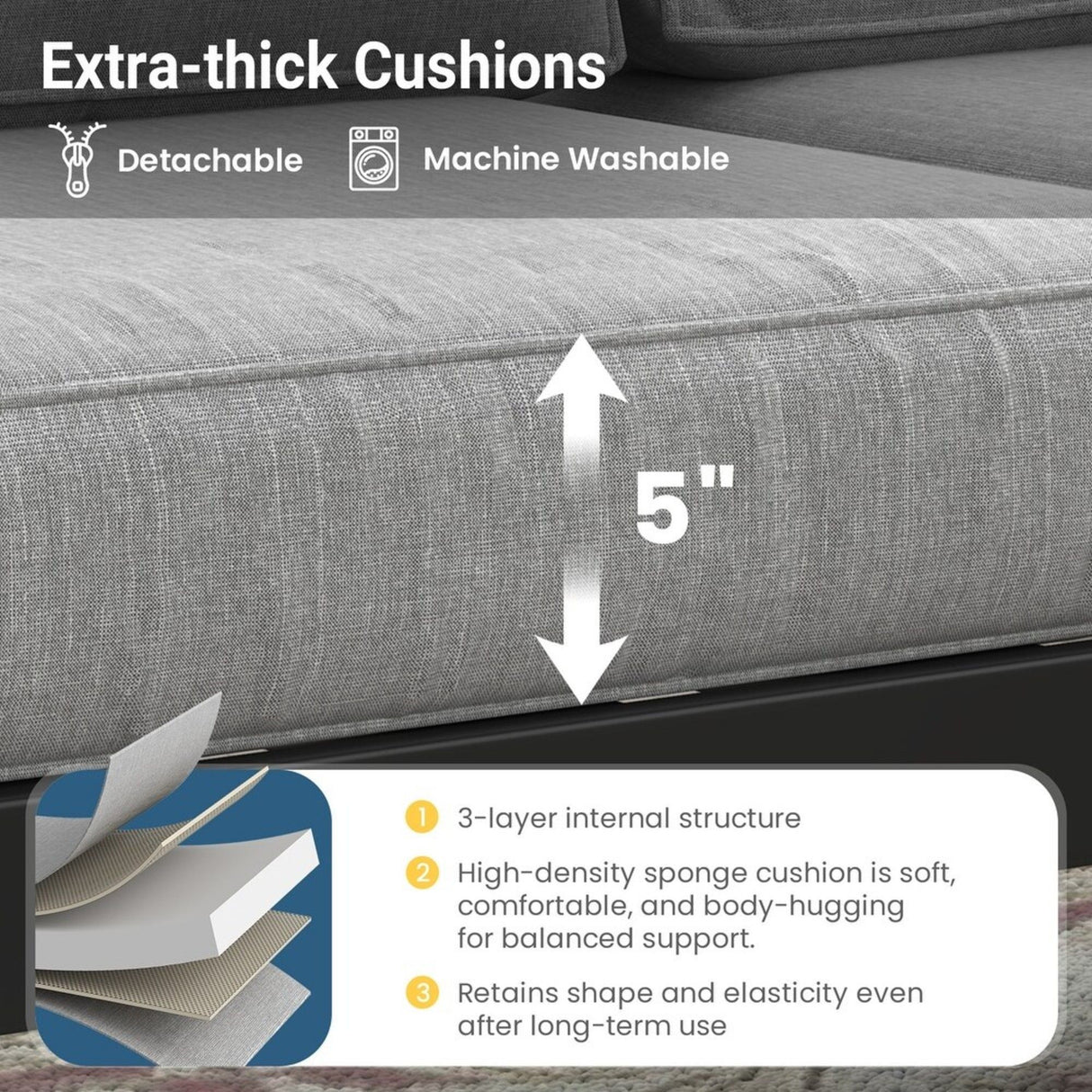 Modern All-Weather Patio Armchairs & Thick Cushions (Set of 2)