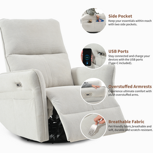 270° Power Swivel Rocker Recliner Chair for Adults