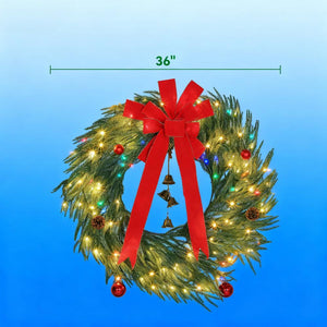 Christmas Wreath for Front Door with LED Lights