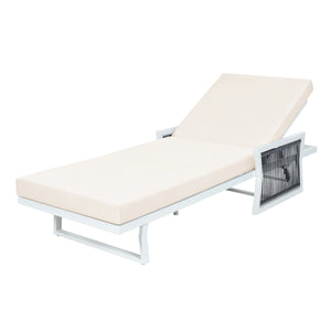 Modern White Iron Outdoor Chaise Lounger Set