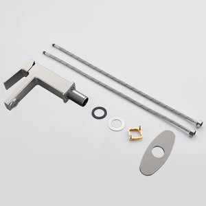 Brushed Nickel Single Handle Bathroom Faucet with Deck