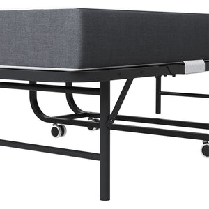 Twin Folding Bed With Memory Foam Mattress, Space Saving Rollaway Guest, On Wheels, Portable For Adults & Guests - Black