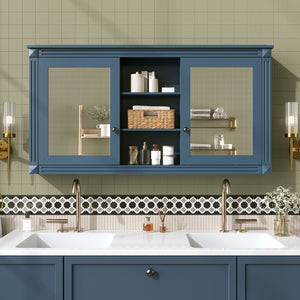Modern Wall-Mount 2 In 1 Mirror Cabinet With Adjustable Shelves, Soft-Closing Hinges