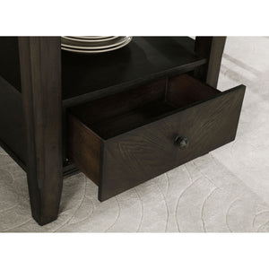 Fulton - Round Dining Table With Drawer - Dark Brown