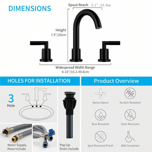Bathroom Faucet 2 Handle Matte