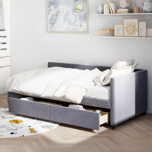 L Shaped Upholstered Platform Bed With Storage And Drawers