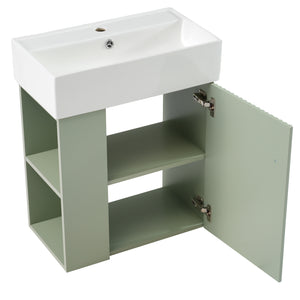21.6 Inch Modern Floating Bathroom Vanity with Ceramic Basin