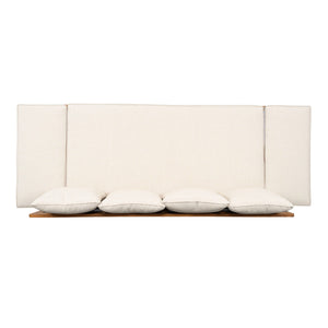 Outdoor Patio Daybed Sofa, 3 Seat Sofa With Foldable Arm 4 Back Pillows
