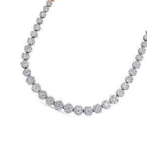 IGI Certified 14K Yellow Gold 14 3/4 cttw Pave Set Round-Cut Diamond Riviera Necklace (F-G Color, S2-I1 Clarity)