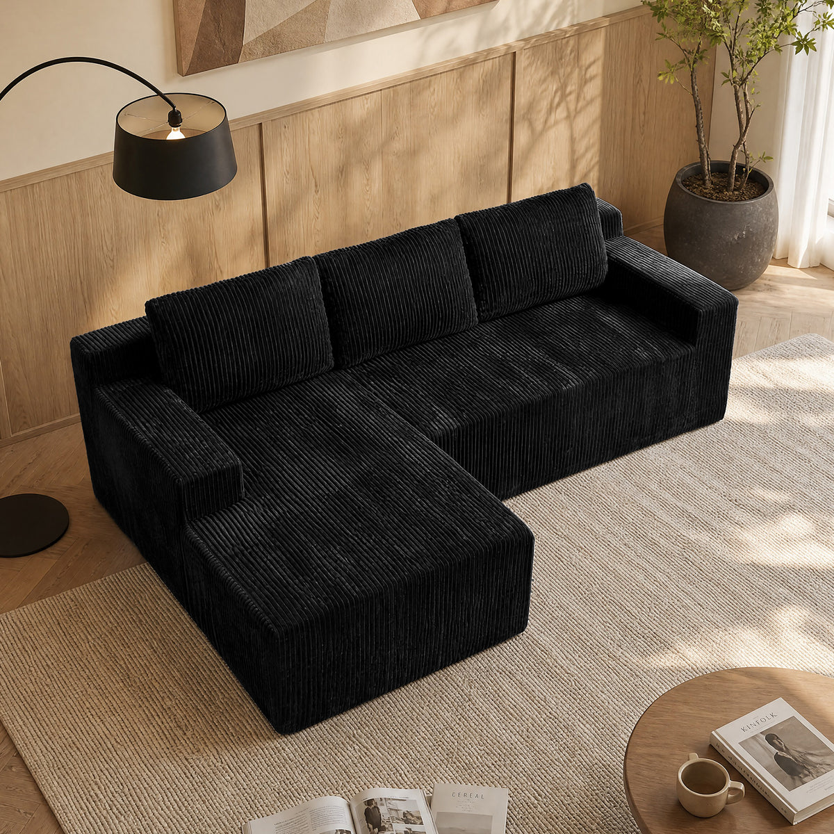 Corduroy Modular L Shaped Sectional Sofa
