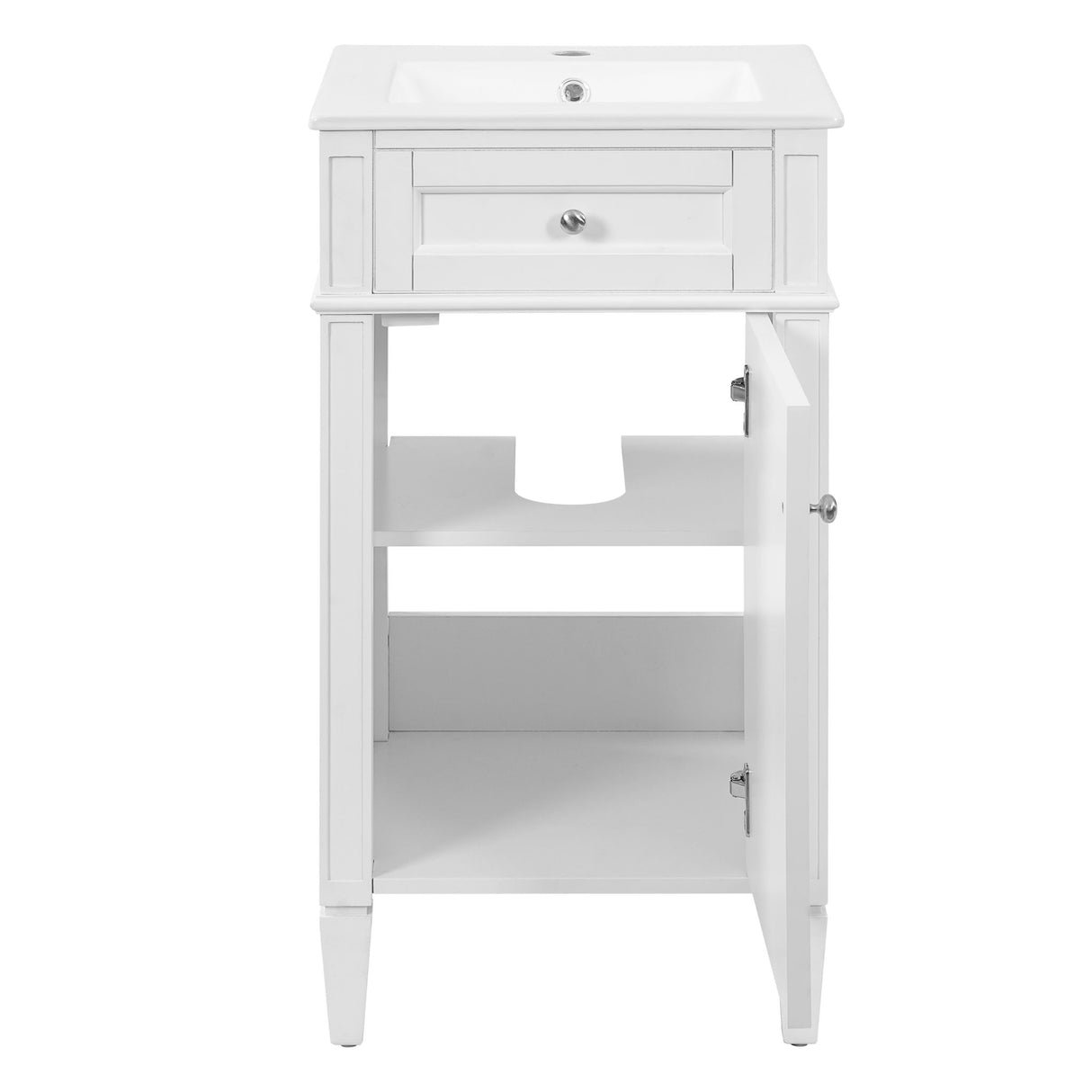 French Style Bathroom Vanity With Sink, Soft-Closing Door, Adjustable Shelf, Rectangular Design
