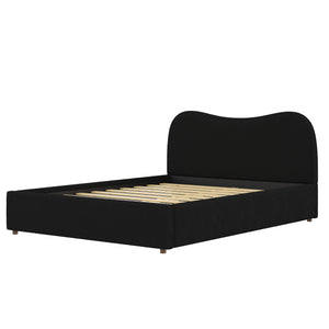 Queen Size Upholstered Platform Bed with Wooden Slats
