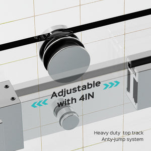 Frameless Double Sliding Shower Door In, Thick Tempered Glass, Reversible Installation
