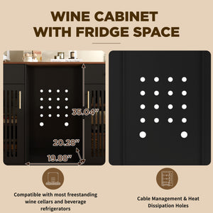 Mid-Century Modern Bar Cabinet with Fridge Space