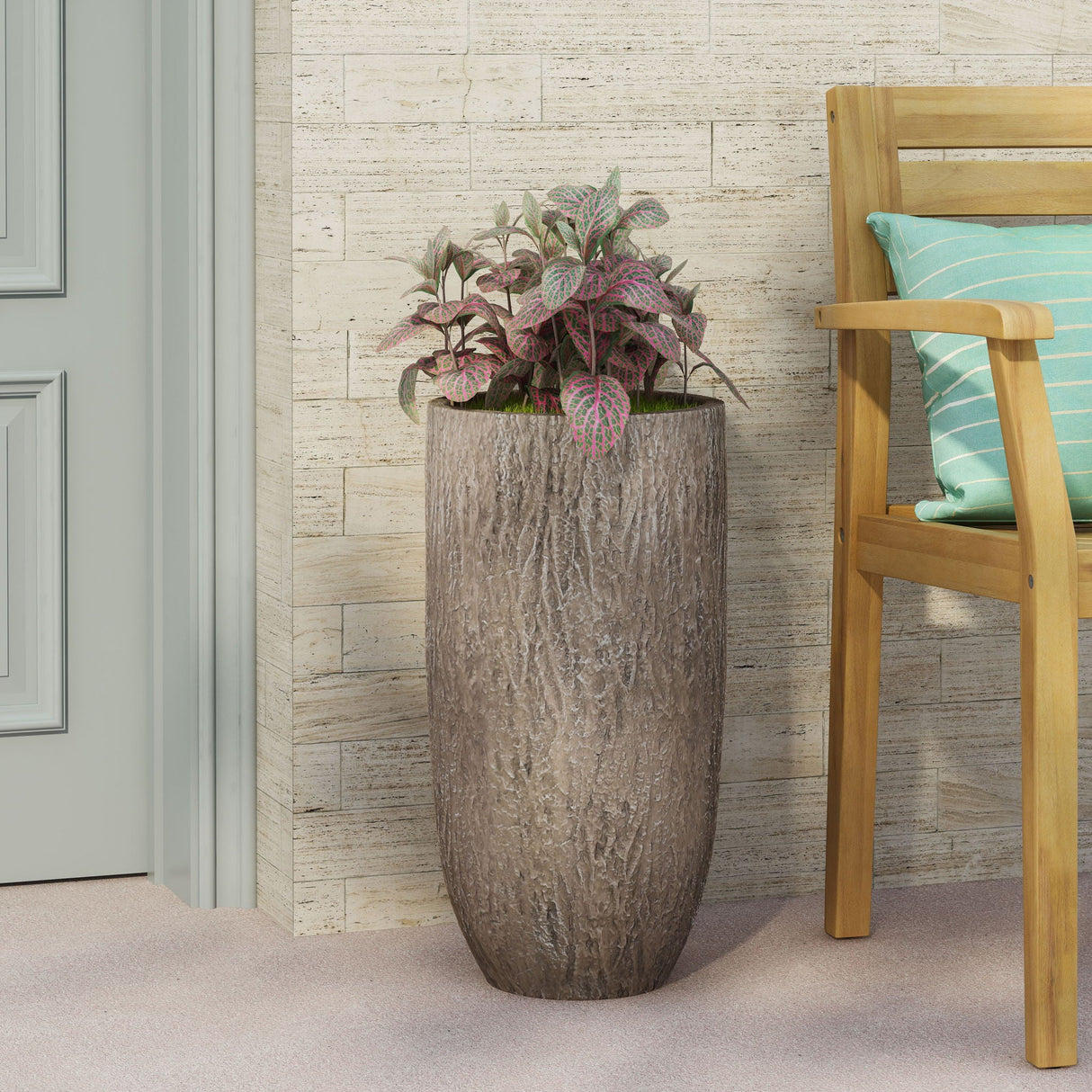 Magnesium Oxide Planter For Outdoor Use - Natural Wood - Best Buy Furniture