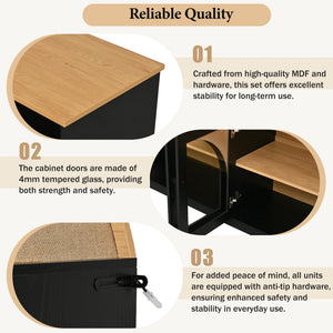 3-Piece Retro TV Stand Set with Bookshelf for TVs Up to 70"