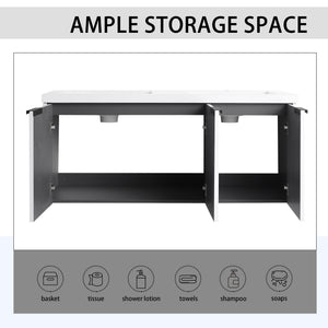 Contemporary Wall Mounted Bathroom Vanity With Resin Double Sink