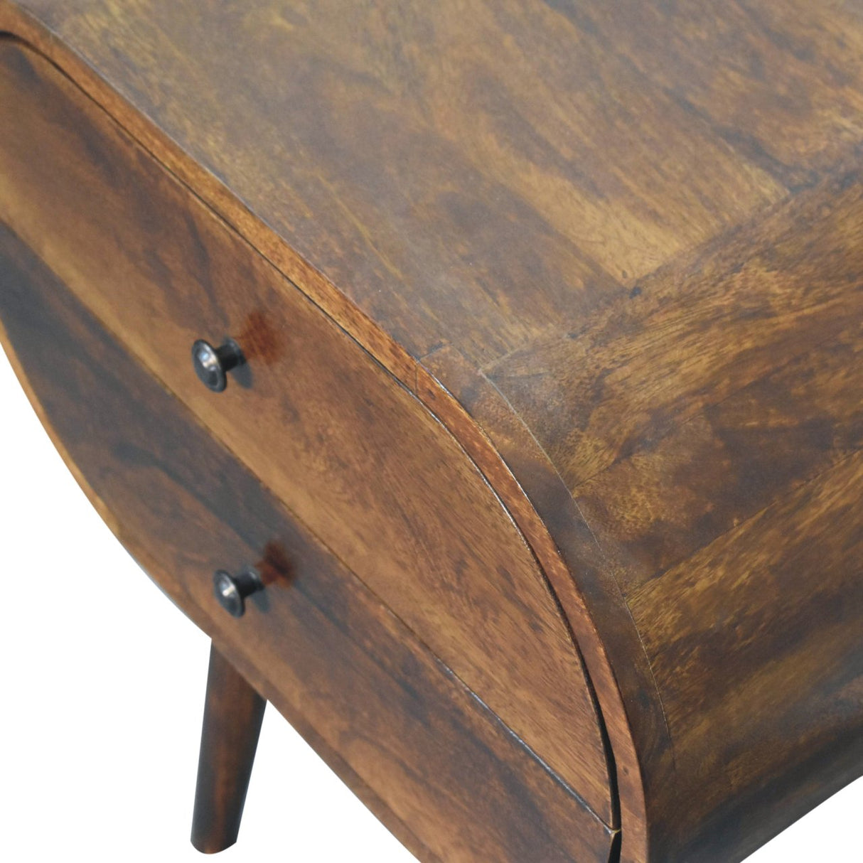 Solid Wood Large Chestnut Circular Bedside Table