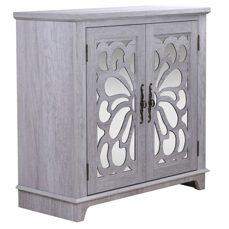 Elegant Sideboard with Two Acrylic Mirrored Doors and Adjustable Shelf Storage
