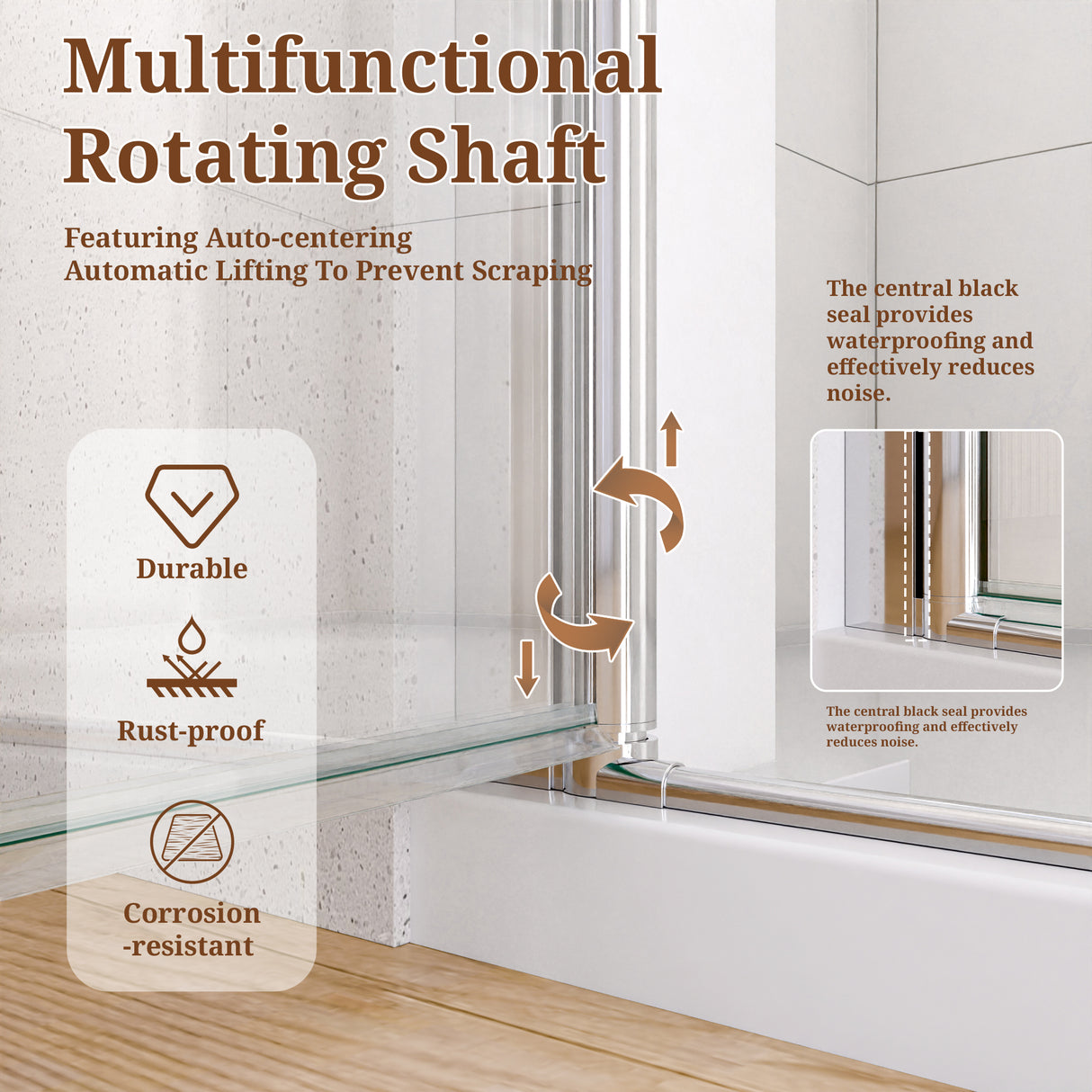 24" W x 72" H Semi-Frameless Circular Pivot Shower Door