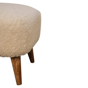 Solid Wood Boucle Upholstered Square Footstool