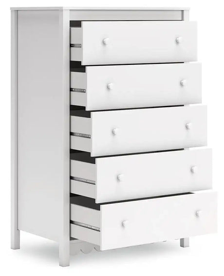 Hallityn - Five Drawer Chest - White - Best Buy Furniture