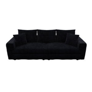 Deep Seat Convertible Sofa With Soft Pillows And Ottomans