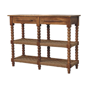 Solid Wood Spindle Woven Console