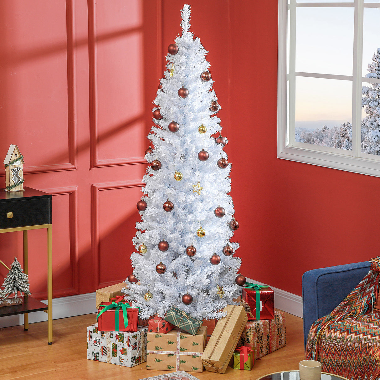 HOMCOM 6ft Pencil Christmas Tree