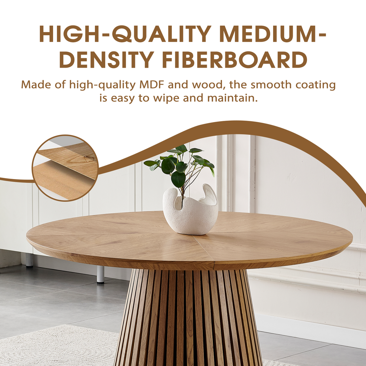 Wooden Dining Table - Modern Round Design for Versatile Use