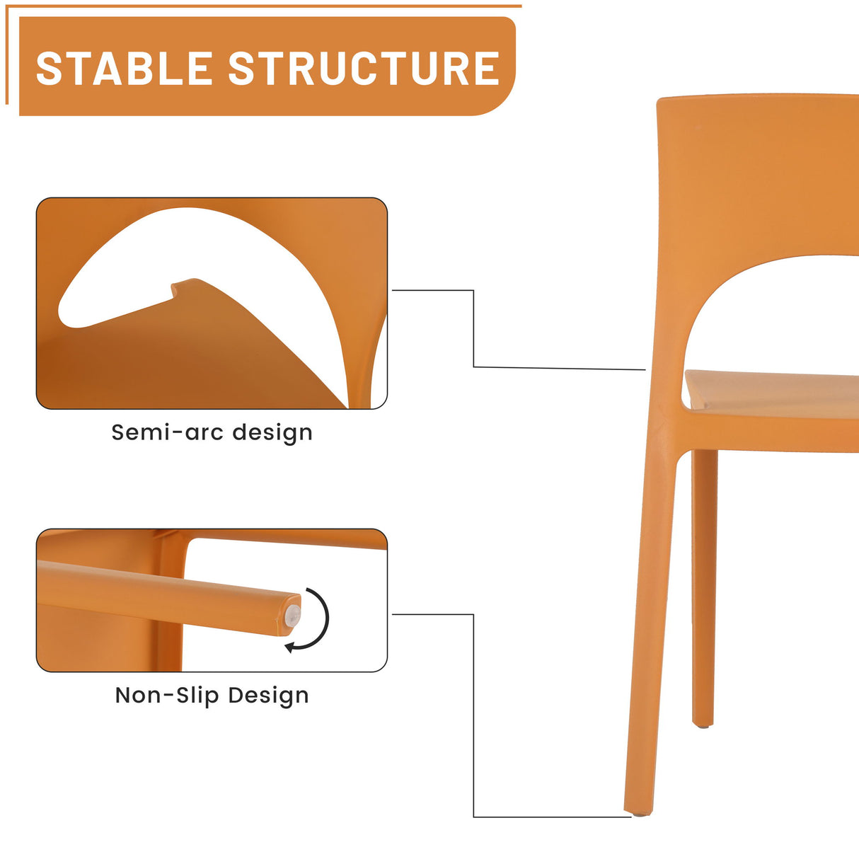 4 Piece Set Of Modern Designed Single Chairs With Long Table
