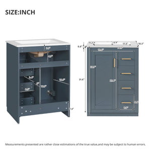 Modern Bathroom Vanity With 1 Door And 3 Drawers
