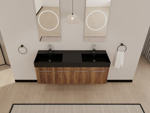 60 Inch Wall-Mounted Bathroom Vanity with Sink
