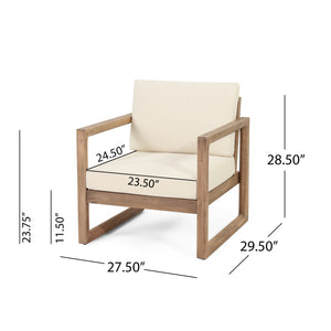 Set of 2 Outdoor Acacia Wood Patio Club Chair