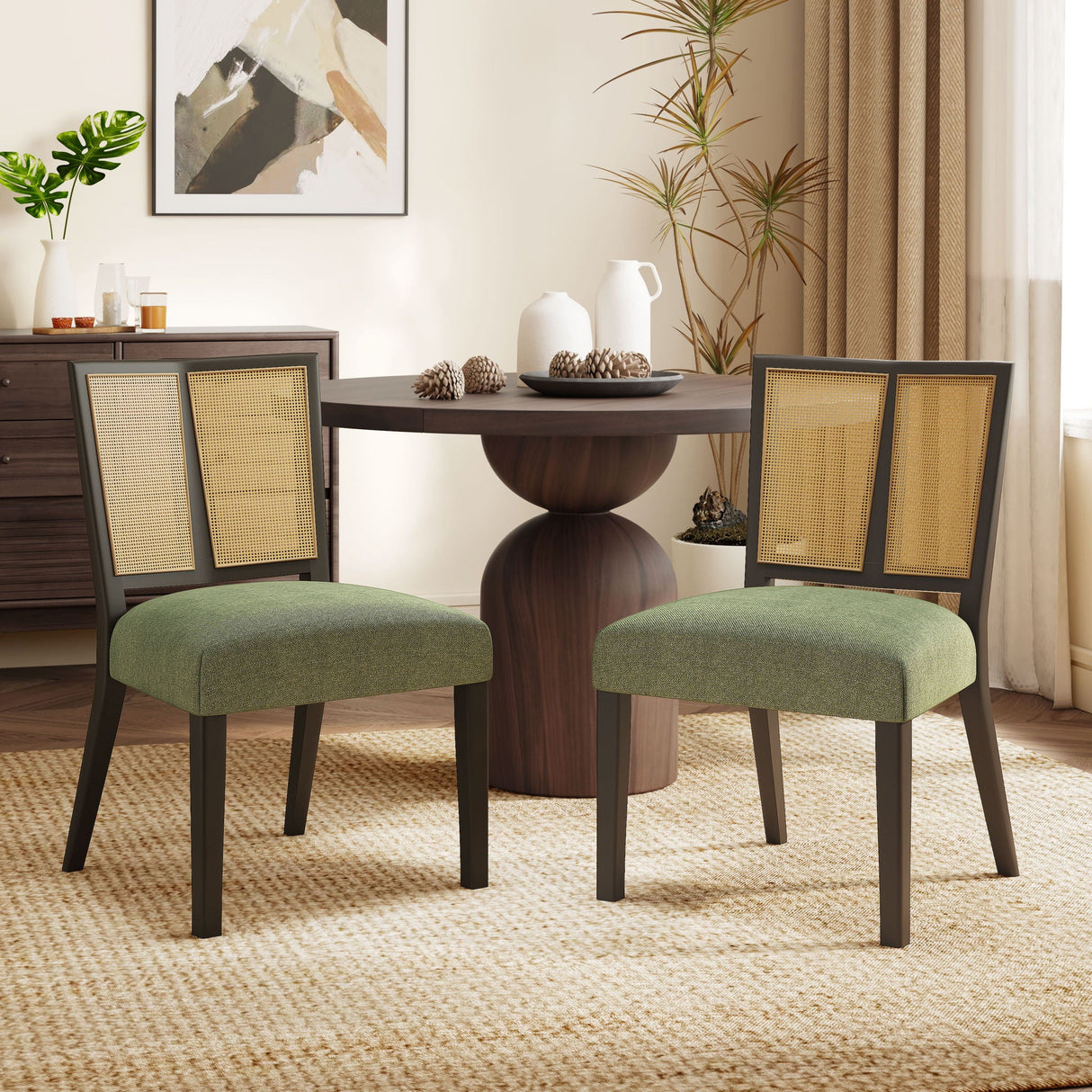Mid Century Rattan Dining Chair Without Arms Set - Best Buy Furniture