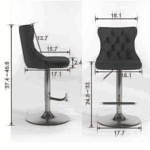 Swivel Barstools Adjusatble Seat Height From 25-33", Modern Upholstered Base Bar Stools With Backs Comfortable Tufted For Home Pub And Kitchen Island (Set of 2)