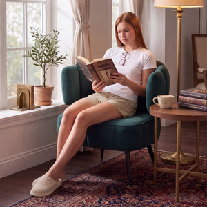 Decorative Chenille Armchair with Spring Seat Cushion