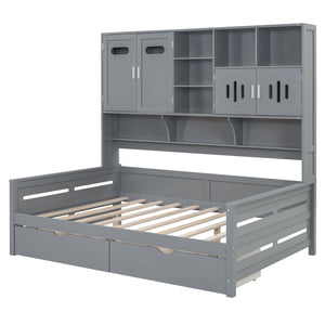 Daybed With All-In-One Cabinet And Shelf