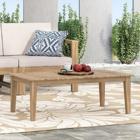 Outdoor Coffee Table With Slat Panel Top - Light Brown - Best Buy Furniture